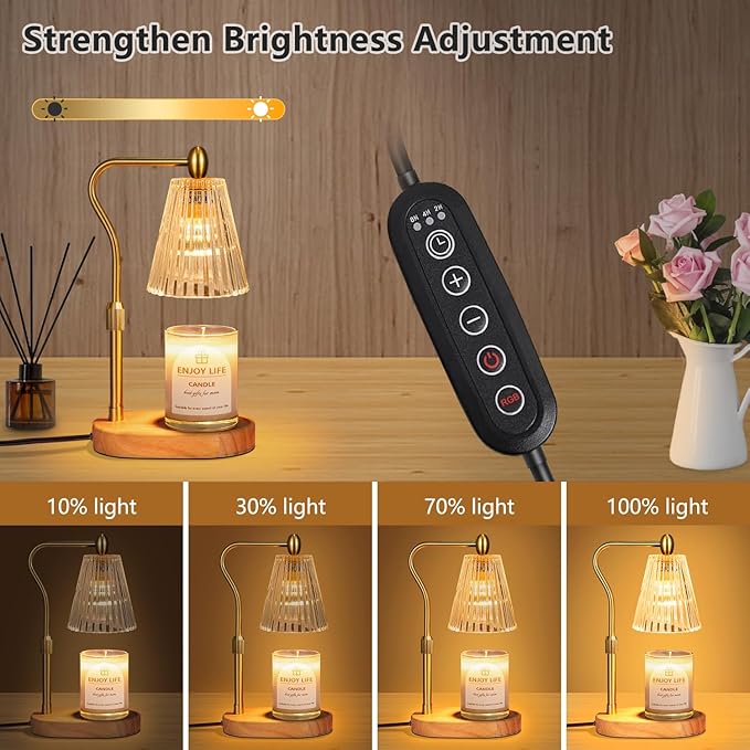 seenlast Candle Warmer Lamp with 8 Colors LED Changing,with Timer Dimmer Adjustable Height,Mothers Day Gifts,Vintage Home Decor