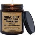 Funny Anniversary Candle Gift for Her, Him - We're Still Married -Funny Anniversary Present for Husband, Wife, Couple - Vanilla Sandalwood Scented Soy Candle in 9 oz. Amber Jar, Gift Box Included