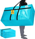 Windyun 4 Pack 57 Gallon Extra Large Moving Bags XXL Heavy Duty Storage Bag with Strong Zipper Handle Jumbo Big Tote Box Foldable for College Dorm Travel Clothes Duffle Blanket Pillow(Lake Blue)