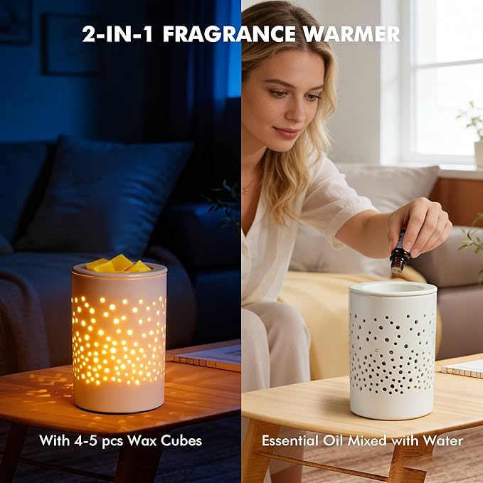 Bobolyn Ceramic Electric Wax Melt Warmer Candle Warmer Lamp Melt Wax Cube Melter Fragrance Warmer- Ideal Gift for Wedding, Spa and Aromatherapy