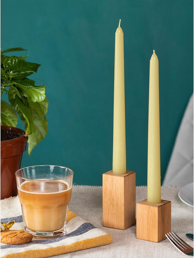 CANDWAX 10 inch Tapered Candles - Set of 12 Pearl Unscented Dripless Candlesticks - Perfect for Dinner - Ivory Candle