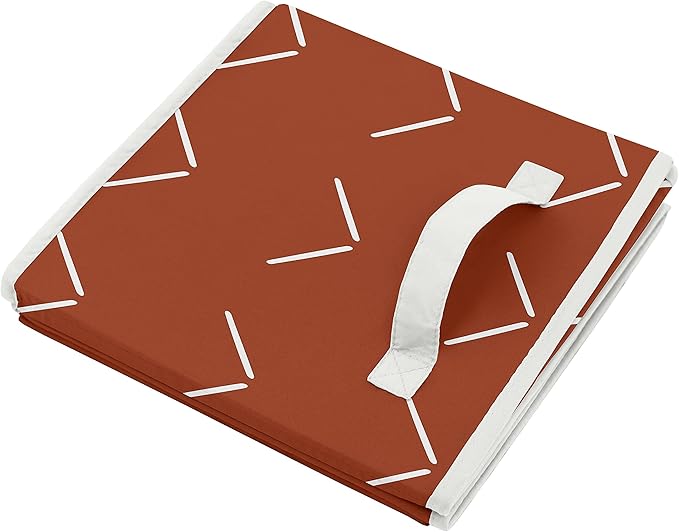 Sweet Jojo Designs Boho Arrow Foldable Fabric Storage Cube Bins Boxes Organizer Toys Baby Kids - Set of 2 - Ivory Burnt Orange Rust Farmhouse Southwest Shabby Chic Bohemian Diamond Tuft Collection
