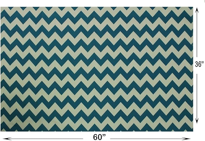 Mybecca Canvas Oxford Fabric Marine Waterproof Outdoor Awning 600 Denier Chevron Pattern Aqua Blue/White (Cut Separate by Yard for Prime Orders-1 Yard) (60"x36")