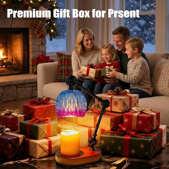 Candle Warmer Lamp, Dimmable Wax Melting Warmer with Adjustable Height, Bedroom Living Room Home Decor, Birthday Relaxation Gifts for Women (Purple, Wave)
