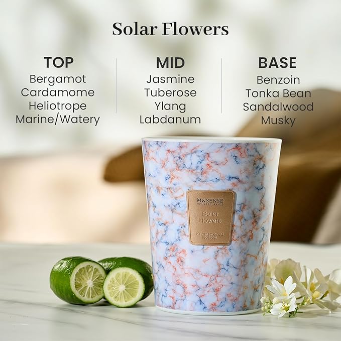 M&SENSE Extra Large Candle 35oz 150H SolarFlowers Scented Candle,3 Wick Highly Scented Jar Candle, XL Candles Gift for Stress Relief, Meditation, Yoga