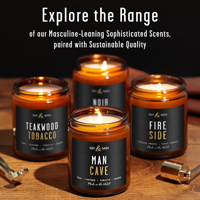 Stress Relief Candle I Relaxing Scented Black Candles for Men or Women w/Spearmint, White Tea & Eucalyptus Candle - Infused w/Essential Oils | Long 50Hr Burn,9oz I Non Toxic Aromatherapy I Made in USA
