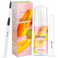 Lyon Lash Eyelash Extension Shampoo (Peach), Gentle Formula Paraben & Sulfate Free, Oil Free Foam Cleanser Kit | Remove Eye Makeup & Oil & Dust | Professional Salon And Home Use (60ml + 1 mascara wand + 1 cleansing brush)