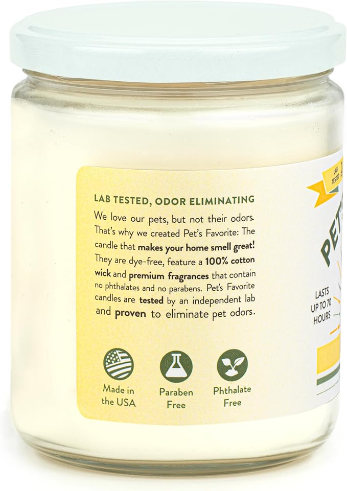 Pet's Favorite Pet Friendly Candles with a Natural Fiber Wick, Clean Burning Long Lasting with a 70 Hour Burn Time, Lemon Zest Pack of 2