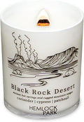 Hemlock Park Travel Inspired Passport Crackling Wood Wick Candle Handcrafted with Natural Plant-Based Coconut Wax (Standard 7.2 oz, Black Rock Desert | Coriander, Cypress, Patchouli)