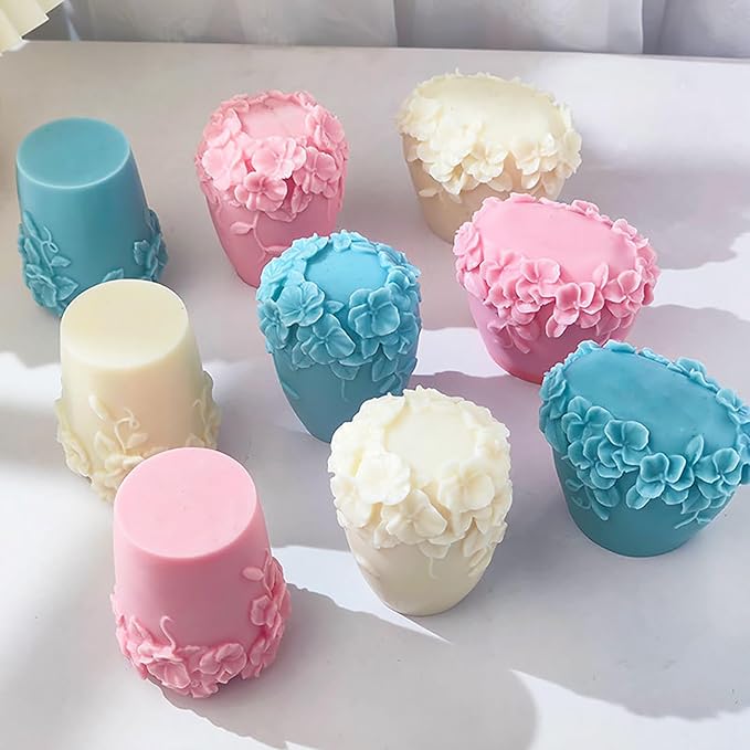 Bottle Candle Molds Cylinder Flower Pillar Mold - Rose Flower - Resin Casting Silicone Molds for Home Decor & Candle Making Wave Spiral Mold