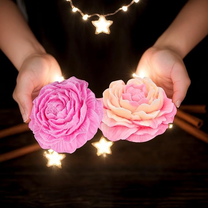 3D Flower Silicone Candle Molds Set 1 Piece for Candle Making, Soap, Resin, Chocolate, Candy, Cake Dessert, Concrete Art Crafts - DIY Mold Kit (Flowers)