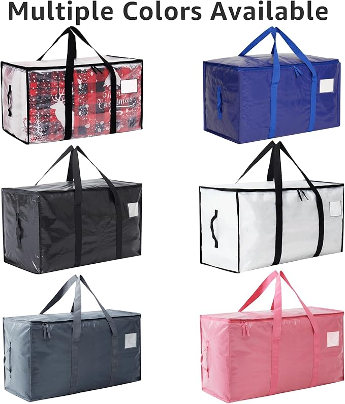 Moving Bags Heavy Duty Extra Large, Moving Boxes, Moving Supplies Essentials, Blue Storage Bins with Lids, Plastic Packing Totes, Storage Bags for Clothes with Handles & Zippers(White, 4 Pack)
