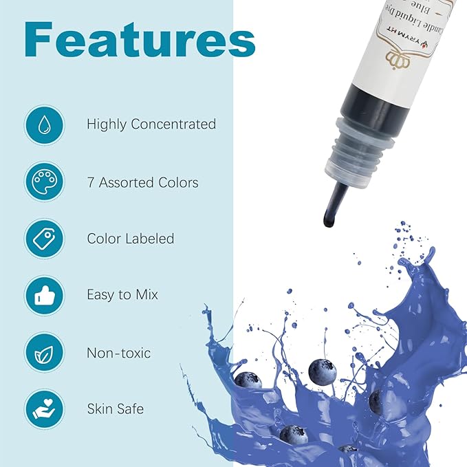 YRYM HT Candle Dye - 7 Colors Candle Making Liquid Dye,Candle Color Dye Set for Candles Making（7 Bottle）