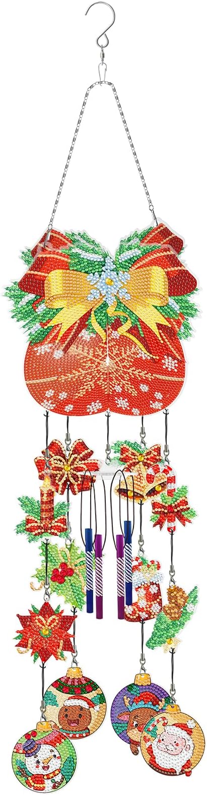 Christmas Balls Diamond Art Wind Chime Hanging Ornament DIY Kit 5D Diamond Art Painting Christmas Wind Chimes Hanging Pendant Double Side Special Crystal Paint by Number Garden Tree Home Window Decor