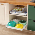 Pull out Cabinet Organizer, Full Metal Expandable Width (12.6"-20.8") & Depth (16"-24.4") Adjustable Slide out Drawers, No Drill Adhesive Roll out Shelves for Kitchen Pantry, White