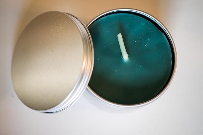 BeeTheLight Beeswax Jar Candle with Lid - Christmas Tree Themed Aromatherapy Candle - 25 Hours Burn Time - All Natural 100% Pure Beeswax Candle - Handmade Decorative Jar Candle