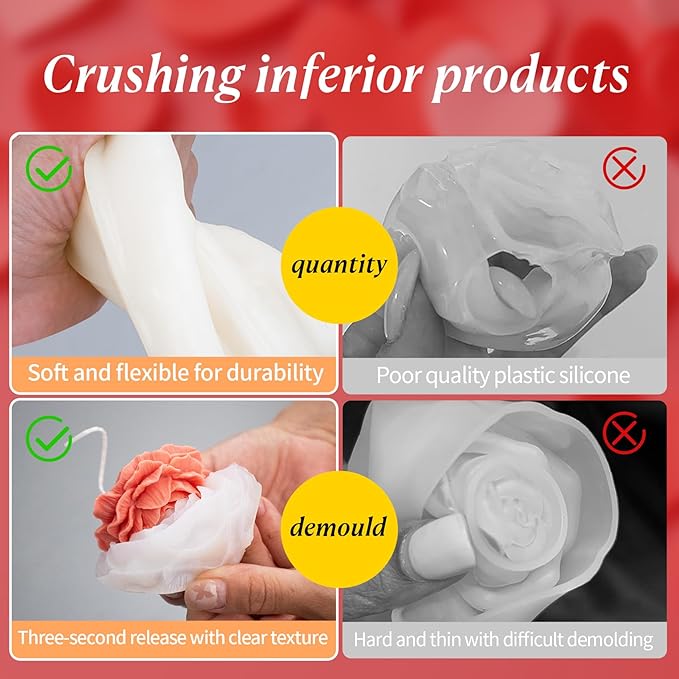 MGLIFEUL 2Pcs Peony Silicone Candle Flower Wax Mold Silicone for Candles Resin Making Molds Moldes De Silicona para Hacer Velas Artesanales De Silicona,for Making Mothers Day Gifts for Mom Daughter