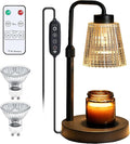 Flameless Candle Warmer with Remote Control, Adjustable Height, Timer, Dimmable, Wax Melts Warmer for Jar Candles, 2 Bulbs