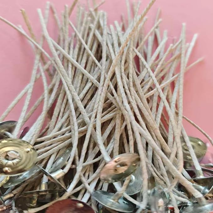 200Pcs 4 Inch Candle Wick 100Pcs 6 Inch Cotton Candle Wicks, 300Pc Wick Stickers 20 Pcs Candle Wick Holders, Wick Clips,Wicks for Candlemaking,Candle Making Supplies