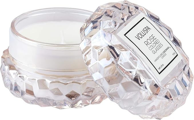 Voluspa Rose Colored Glasses, Mini Macaron Candle, 1.8 Ounce, 15 Hour Burn Time, Coconut Wax for Clean Burning, Handcrafted in The USA
