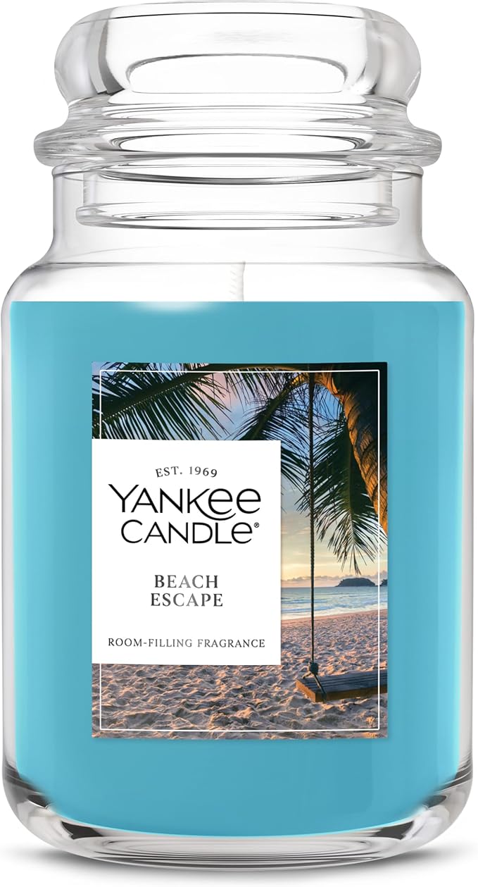 Yankee Candle Beach Escape Scented Candle, 22oz Large Jar with up to 150 Hour Burn Time, Giftable