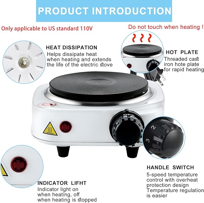 Candle Making Kit, Wax Melter For Candle Making, DIY Candle Making Supplies For Adults,Beginners, Including 500w Electric Stove, 900ml Melting Wax Pouring Pot, Candle Wick, Spoon, Thermometer(White)