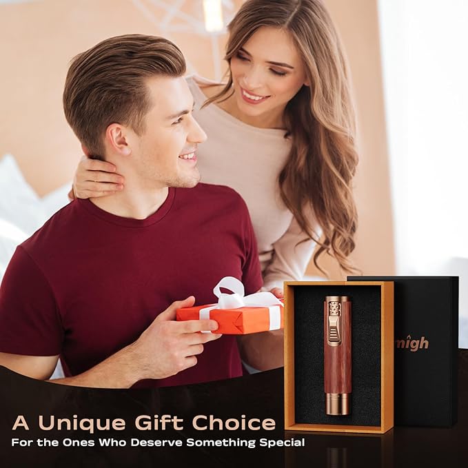 Torch Lighter, All-in-one Torch Lighter with Punch, Holder, Draw Enhancer Tool, Windproof Jet Flame Lighters, Gifts for Men Accessories, Refillable Butane Lighters for Candles, Travel (Without Gas)