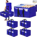 FabSpace 4-Pack Moving Bags with Backpack Straps & Carry Handles, 25 Gallons-93 L Heavy Duty Storage Totes for Space Saving, Foldable Storage Bags for College Dorm, Travel, Camping (Blue)