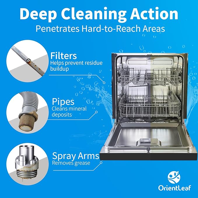 ORIENTLEAF Dishwasher Cleaning Tablets, Lemon Scent 9 Month Supply, Dishwasher Cleaner and Deodorizer, Dish washer Descaler