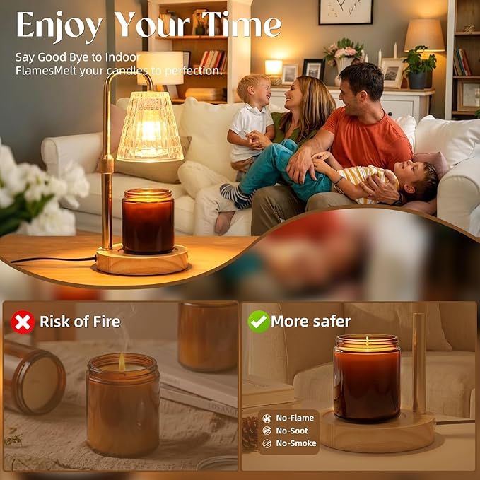 Glimra Candle Warmer Lamp Electric Timer,Candles Candle Wax Warmer for Jar Candles,Adjustable Candle lamp Birthday Gifts,for Mom Women Friend Sister,Office Apartment Dorm Room Home Decor Amber