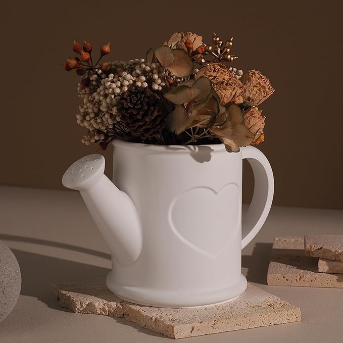 1 Pc Watering Can Shape Container Resin Silicone Mold Heart Pattern Epoxy Concrete Cement Mold for Planter Pot Candle Holder Storage Jar DIY Home Decor Craft Decorations Gifts Trinket Tray