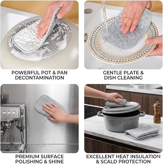30PCS Double Side Non Scratch Wire Dishcloths,Reusable Multipurpose Wire Dishwashing Rags for Wet and Dry,Reusable Metal Scrubbing Pads Sponge Cloths for Kitchen, Sinks, Pots, Pans (Style A,10pcs)
