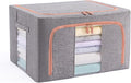 GuliPostan 24L Stackable Clothes Storage Bins with Metal Frame Handles & Zipper, Collapsible Closet Organizer Box with Lid for Bedding Blankets Towel (Grey,1 pack)