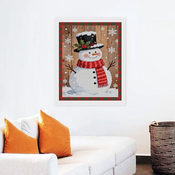 AIVKIEJK Diamond Painting Kits for Adults - Festive Snowman Red Scarf Painting DIY 5D Full Drill Diamond Dots Paintings with Diamonds Gem Art and Crafts Home Decor 16"x20"