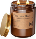 M&SENSE Eucalyptus Mint Scented Christmas Candle Gift | 19.4oz, 115-Hour Burn | Natural Organic Soy Wax | Long-Lasting for Stress Relief and Gifting | for Christmas, Thanksgiving, Holiday