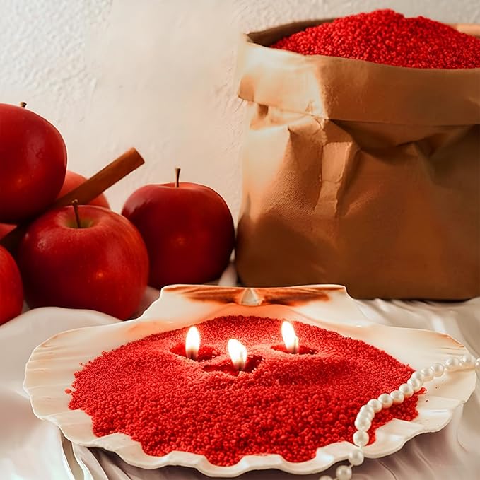 Pearled Scented Candle 2.2 lb Sand Wax Scented Sand Candle Mother's Day Kit for Women Love Gifts with Box 50 Wicks for Mother's Day Wife Couples Mother(Red,Apple Cinnamon Scent)