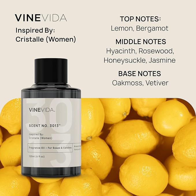 VINEVIDA Scent NO. 3013 Fragrance Oil - 120mL (4oz) - Inspired by: Cristalle (Women); Candle Fragrance Oil for Soy Candles - Soap Making Scents