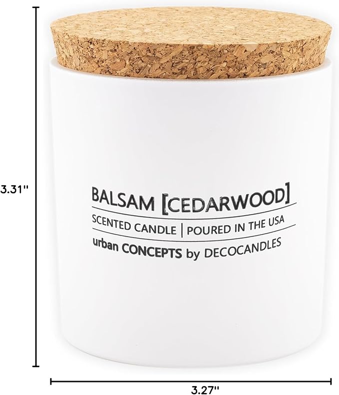 Urban Concepts by DECOCANDLES - Balsam & Cedarwood Highly Scented Candles for Home - Hand Poured in USA (9 Oz. Cork)