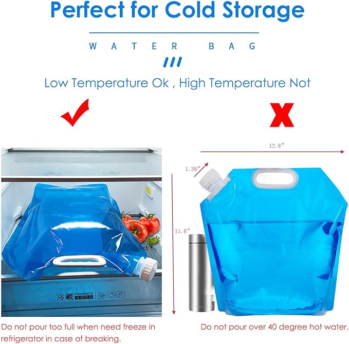 Collapsible Water Tank Container Bag, BPA Free Outdoor Folding Water Storage Carrier for Backpacking Camping Hiking Picnic BBQ Hurricane Flood Earthquake Emergencies