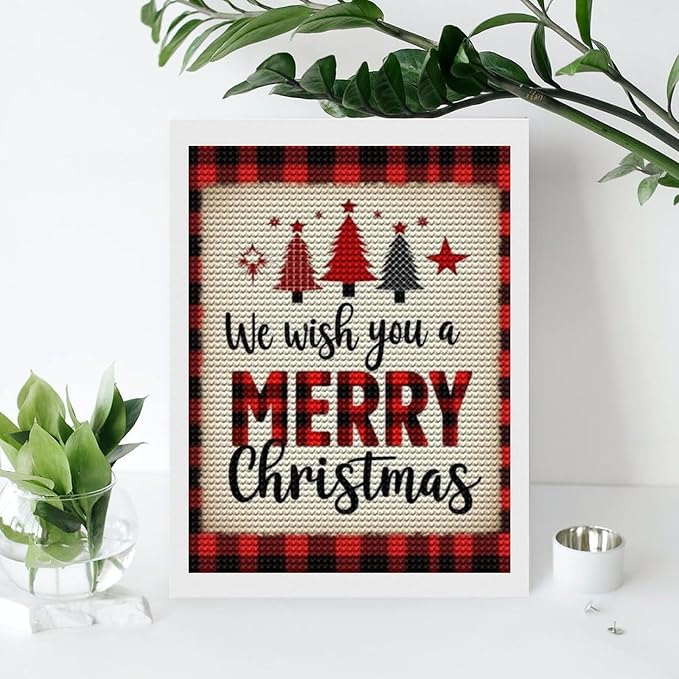 AIVKIEJK Diamond Painting Kits for Adults - Merry Christmas Welcome Painting DIY 5D Full Drill Diamond Dots Paintings with Diamonds Gem Art and Crafts Home Decor 12"x16"