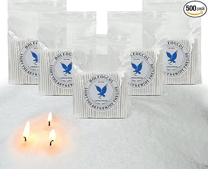 Pearled Candle Wick 2.2 Inch White Cotton Wicks 500-Pack Premium Metal-Free & Lead-Free Candle Wicks for Candle Making
