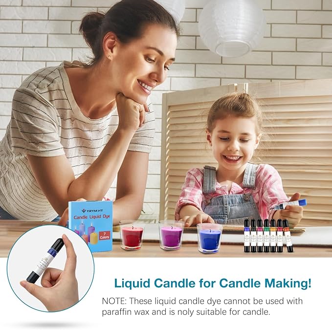YRYM HT Candle Dye - 7 Colors Candle Making Liquid Dye,Candle Color Dye Set for Candles Making（7 Bottle）