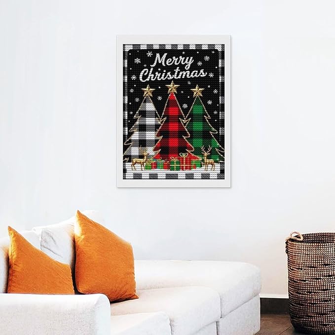 AIVKIEJK Diamond Painting Kits for Adults - Merry Christmas Tree Holiday Painting DIY 5D Full Drill Diamond Dots Paintings with Diamonds Gem Art and Crafts Home Decor 12"x16"