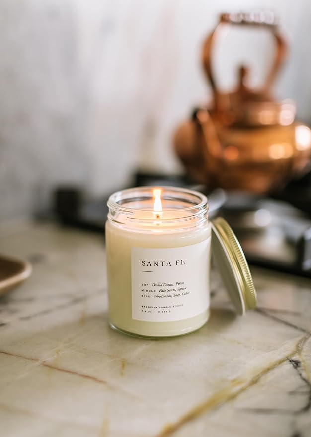 Brooklyn Candle Studio Santa Fe Jar Candle - Luxury Scented Candle, Vegan Soy Wax, Hand Poured in The USA, 50 Hour Slow Burn Time - 7.5oz