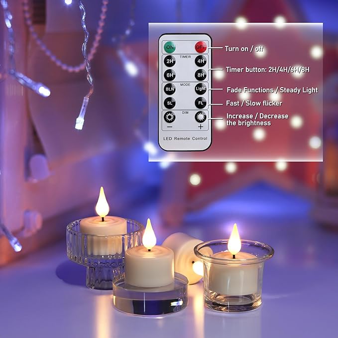 Daord Flameless Rechargeable Tea Lights with Remote Timer Battery Operated Realistic LED TeaLight for Home Wedding Table Halloween Centerpieces Decor (6pcs,with Charging Station)