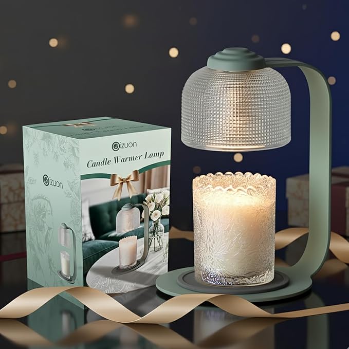 Candle Warmer Lamp with Timer - 4.92'' Dimmable Candle Lamp Warmer, Christmas Birthday Gift for Women & House Warming with Flameless Fragrance, Room Decor Green Lamp Warmer for Mom Gifts