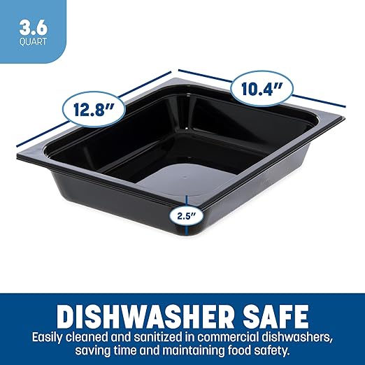 Carlisle FoodService Products 10420B03 StorPlus Gastronorm High-Heat Half-Size Food Pan, 2.5 qt. Capacity, 12-3/4" x 10-3/8" x 2-1/2", Black (Case of 6)