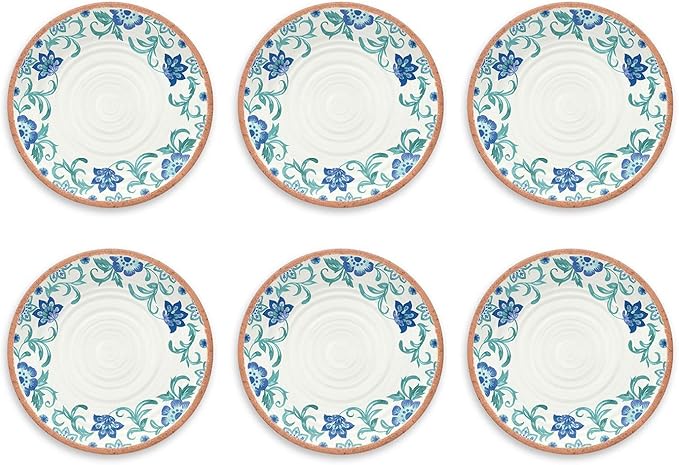 Rio Turquoise 10.5'' Dinner Plate Durable Melamine Indoor/Outdoor, Shatter-Resistant, and Dishwasher Safe Dinnerware for Camping and Outdoor Dining - Multicolor - Set of 6