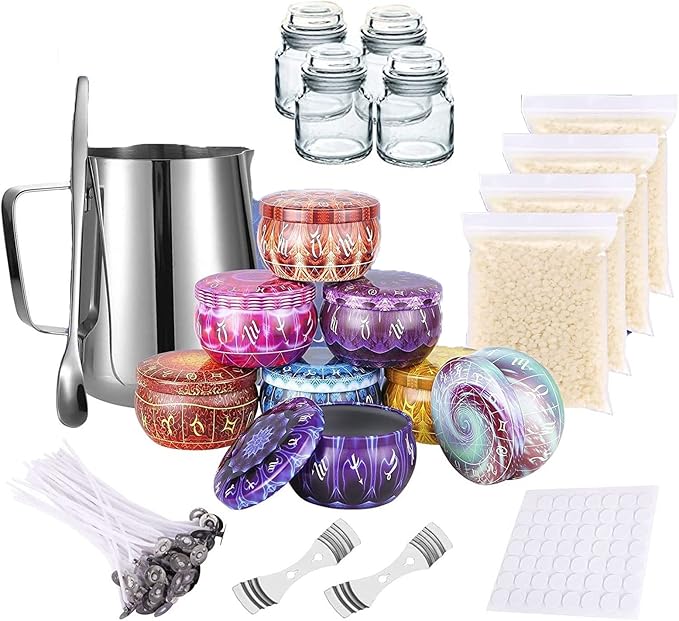 DIY Wax Candle Making kit, DIY Beginner Candle Kit Soy Candles Manufacturing Candle Plug Boxes Spoon and Media TH0JY-1210