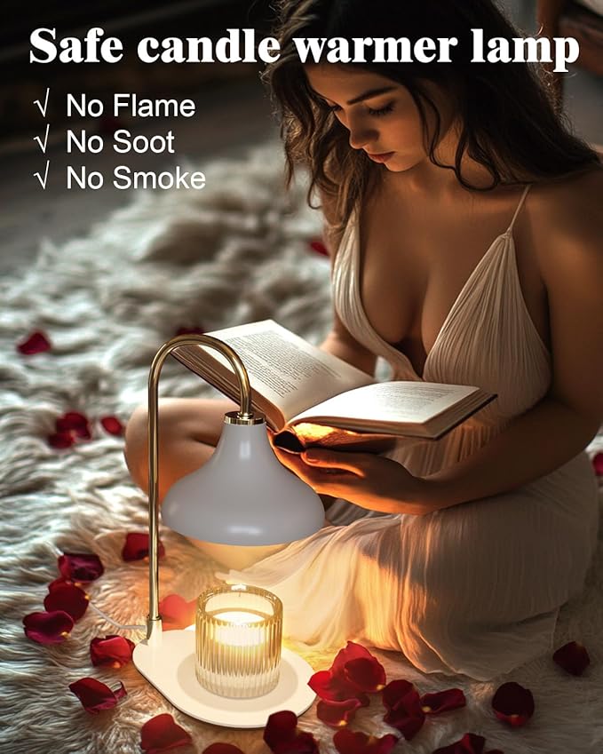 Gifts for Women – White Candle Warmer Lamp with Timer & Dimmer for Scented Jar Candles, Ideal Home Décor Gift for Women, Includes 2 Bulbs